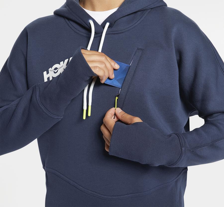 Hoodie Womens - Hoka One One Performance - Navy - PHCUIRX-90